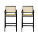 Modern Minimalist Bar Stool With Cane Seat - Black / Natural