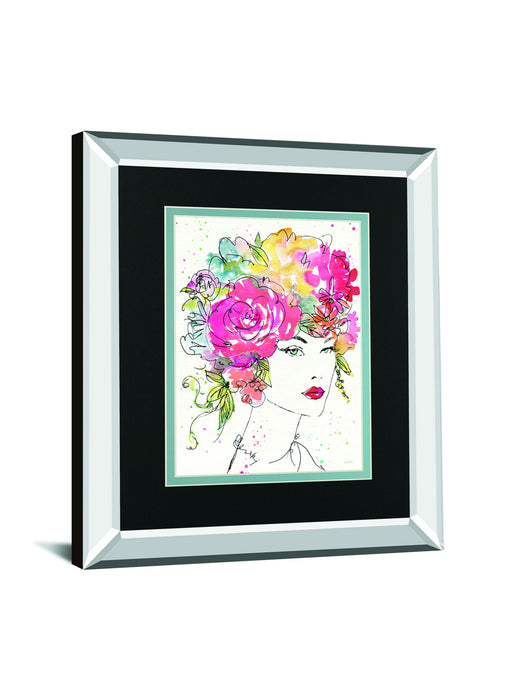 Floral Figures I By Anne Tavoletti Mirrored Frame - Pink