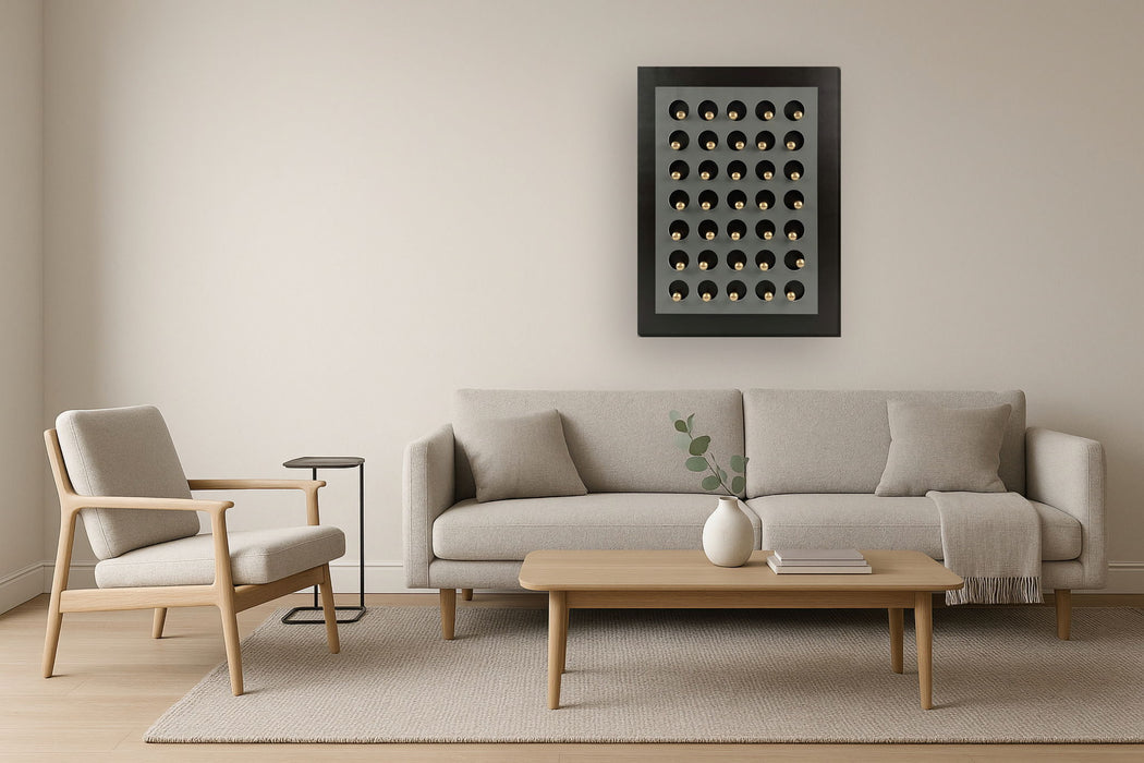 Golden Sphere Matrix - 36" x 48" Framed Wall Art