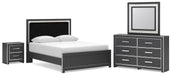 Zuraleus - 4 Pc. - Queen Upholstered Bed With Roll Slats, Dresser, Mirror And Nightstand - Black
