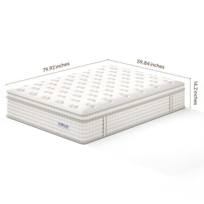 Snooze Mattress Company Atlas - 14" Euro Top Firm Hybrid Mattress With Independently Encased Coils & Gel Memory Foam