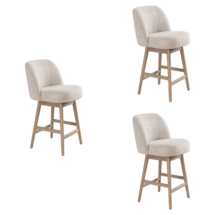 Sadie - Solid Wood Upholstered 26" Counter Height Swivel Barstool