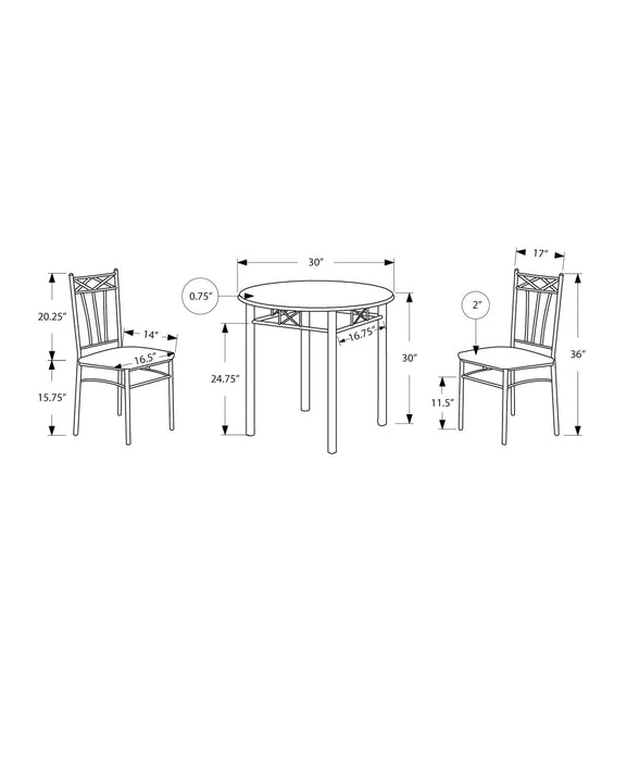 Dining Table Set Small Round 3 Pieces Set