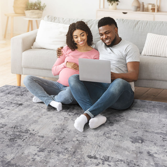 Marfi - 6' X 9' Abstract Area Rug - Light Gray