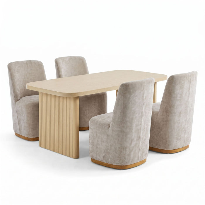 Dining Table Set With 4 Upholstered Dining Chairs