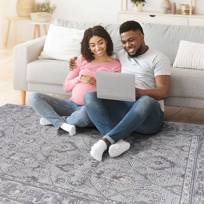 Marfi - 6' X 9' Oriental Area Rug - Ivory / Gray