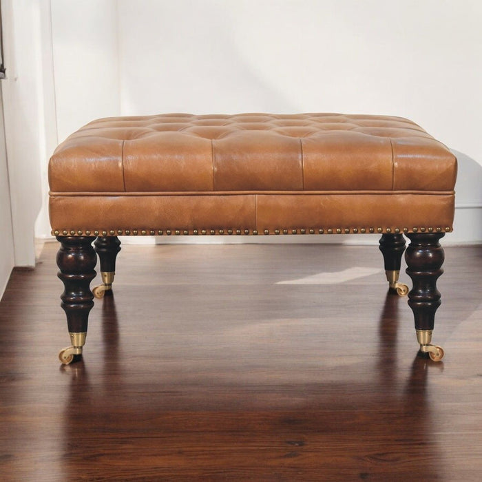 Buffalo - Leather Ottoman With Castor Legs