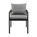 Cayman - Outdoor Patio Dining Chairs With Arms In Aluminum With Gray Cushions - (Set Of 2)