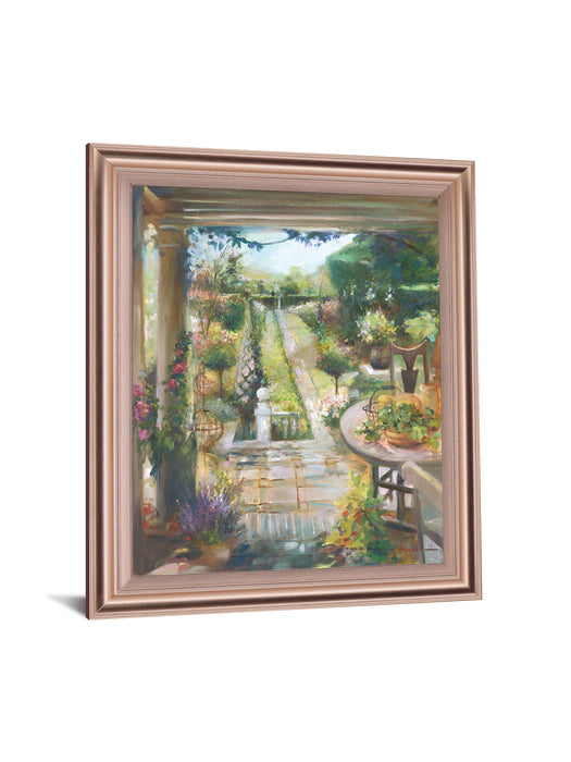 Sunlit Garden Retreat - 34" x 28" Framed Wall Art