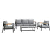 Royal - 4 Piece Aluminum And Teak Outdoor Seating Set With Cushions - Black / Dark Gray
