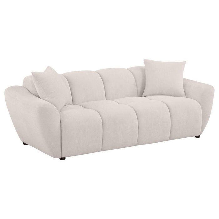 Destino - Chenille Upholstered Splayed Arm Sofa - Greige