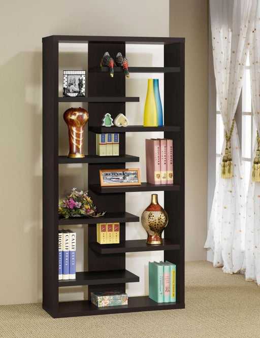 Altmark - Bookcase With Staggered Floating Shelves - Cappuccino Sacramento Furniture Store Furniture store in Sacramento