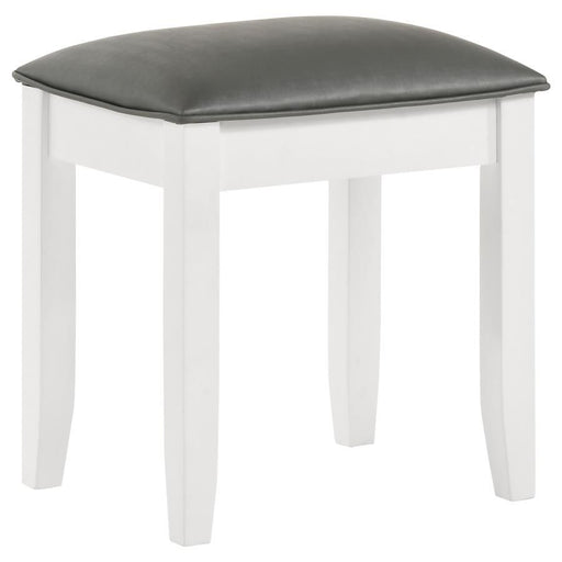 Barzini - Upholstered Vanity Stool - Metallic And White Sacramento Furniture Store Furniture store in Sacramento