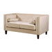 Button Tufted Square Arm Loveseat Sofa With Nailhead Trim, Upholstered 2 Seater Couch - Ivory