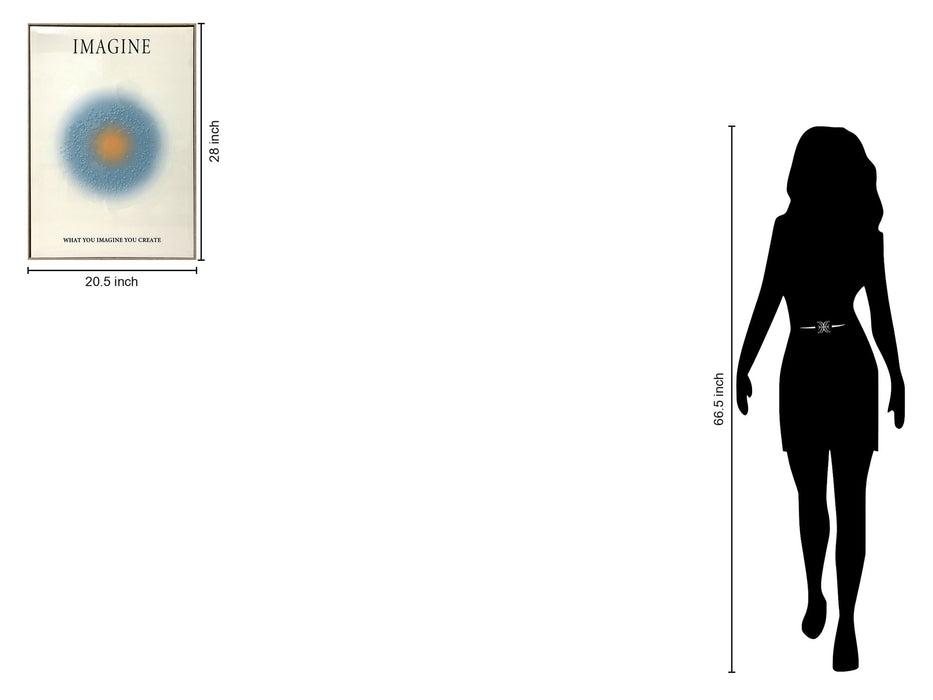 "Radiant Imagine" Hand-Embellished Canvas In Frame - Blue / Orange