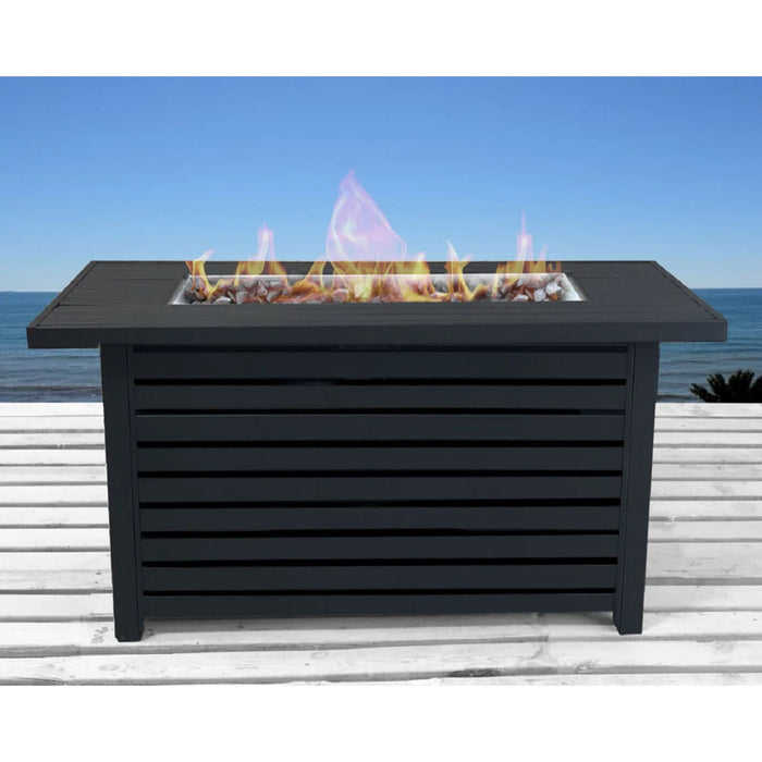 Propane / Gas Outdoor Fire Pit Table With Lid Durable Construction - Black