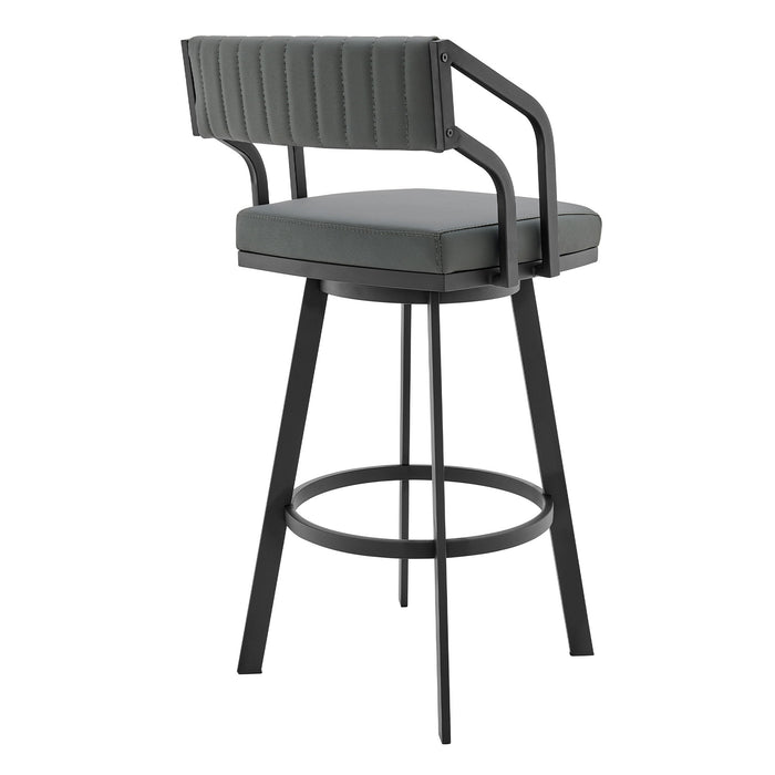 Scranton - 26" Swivel Modern Metal And Faux Leather Barstool - Slate Gray / Black