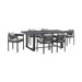 Menorca - Outdoor Patio 7-Piece Dining Table Set In Aluminum With Gray Cushions