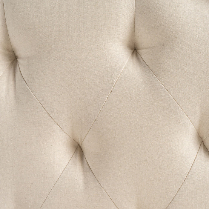 Queen & Full Size Headboard With Diamond Tufting And Nailhead Trim - Beige