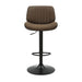 Brock - Adjustable Swivel Curved Back Wood Bar Stool With Faux Leather Seat