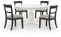 Greddinton - Round Dining Table Set - Black Chairs