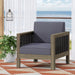 Outdoor Acacia Wood Club Chair With Wicker Accents