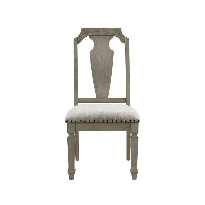 Zumala - Side Chair Set of 2) - Beige Linen & Weathered Oak