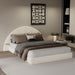 Queen Arched Bed With Small Table, Floor Standing Design - Beige