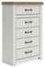 Savonport - Five Drawer Chest - White / Brown