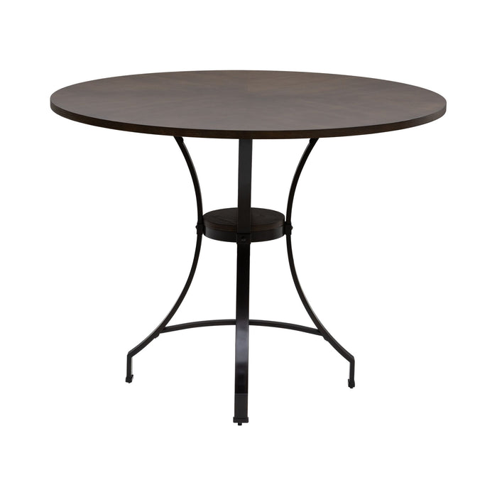 Winslow - 5-Piece Round Walnut Wood Tabletop Dining Table Set With Stools, Seats Up To 4 - Mushroom Brown / Black