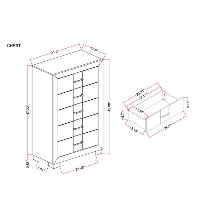 Chest With 5 Drawers - Brown Black