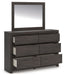 Fraluna - 3 Pc. - Queen Panel Storage Bed, Dresser And Mirror - Charcoal