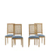 French Country Dining Chair With Rectangular Cane Backrest And Smooth Upholstered Seating