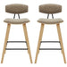 Fox - Counter Height Curved Back Wood Bar Stool With Faux Leather Seat