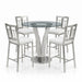 Celina - 5-Piece Round Tempered Glass Tabletop Dining Table Set With Stools Seats Up To 4 - White
