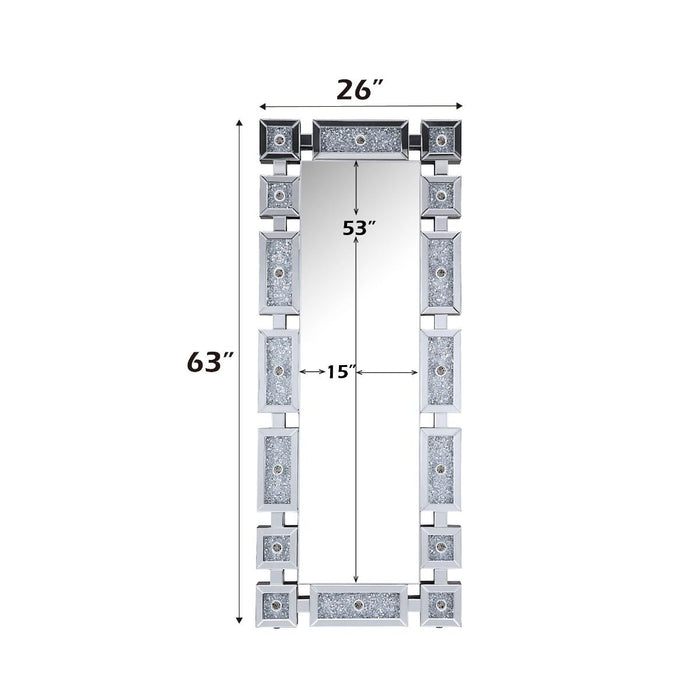 Noralie - Floor Mirror With Faux Diamonds - Mirrored