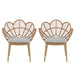 Kirk - Outdoor Wicker Peacock Shape Papasan Style Chair, Teak Finished Leg (Set of 2) - Beige / Light Brown / Light Teak