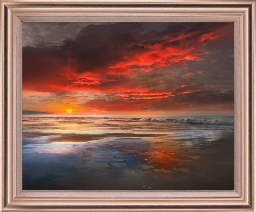 Fiery Dusk Reflection - 28" x 34" Framed Wall Art
