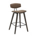Fox - Counter Height Curved Back Wood Bar Stool With Faux Leather Seat