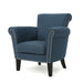 Elegant Fabric Club Chair With Nailhead Trim And Birch Wood Legs - Navy Blue