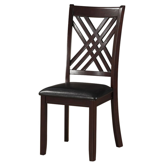 Katrien - Side Chair Set of 2) - Black Synthetic Leather & Espresso