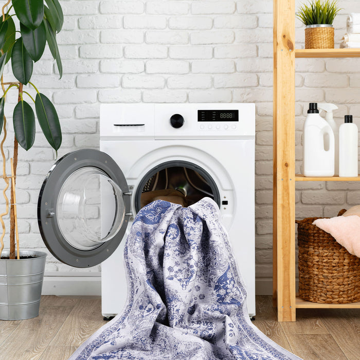 Maval - 8' X 10' Washable Area Rug - Blue