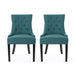 Dining Chair (Set of 2) With Upholstered Diamond Tufting And Espresso Birch Legs - Teal