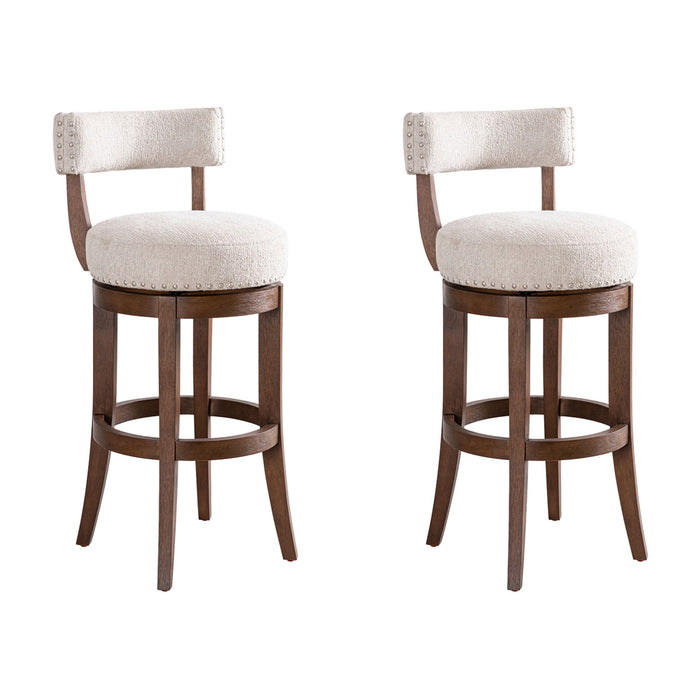 Mystic - Solid Wood Upholstered 30" Bar Height Swivel Barstool