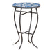 Outdoor Round Side Table With Mosaic Style Top And Curved Iron Legs - Blue / Matte Black
