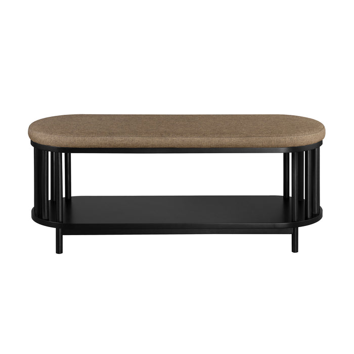 Upholstered Top Storage Bench With Lower Shelf - Black