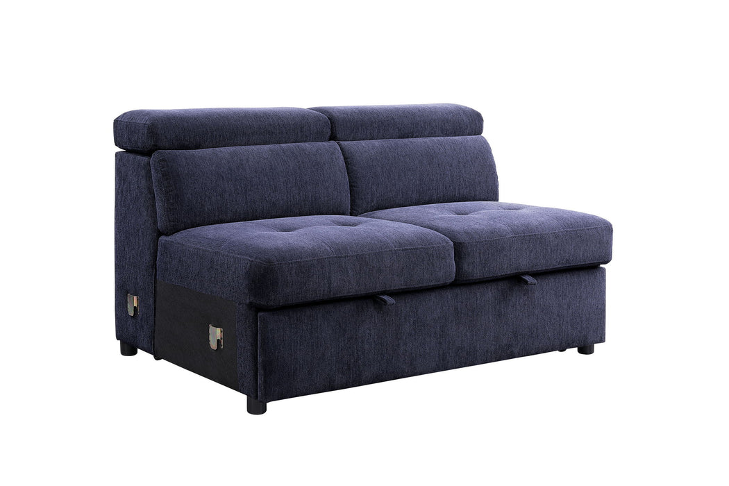 Nekoda - Sectional Sofa With Storage & Ottoman - Navy Blue Fabric