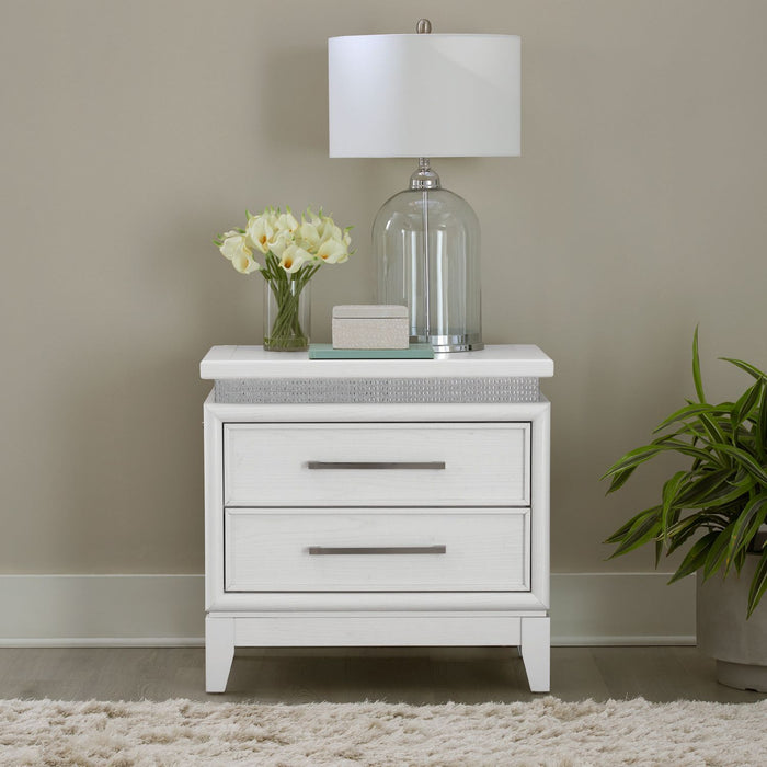 Reflections - Nightstand With Lights and Charging Station - White