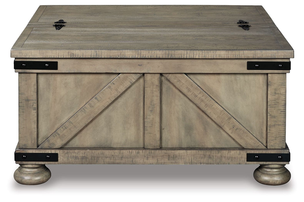 Aldwin - Cocktail Table With Storage - Square - Gray