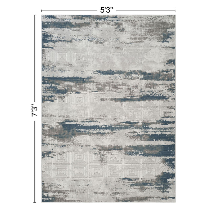 Geometrix - 5'3" X 7'3" Area Rug With Geometric 3D Effect - Gray / Ivory